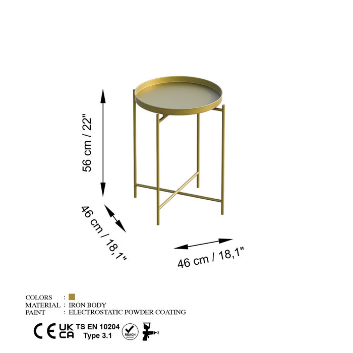 Hanah Home Mesa de Centro Shb-007-A Dorada